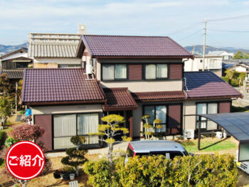 赤茶色の屋根とベージュ外壁でやさしい印象に｜岡山市中区 屋根・外壁塗装施工事例