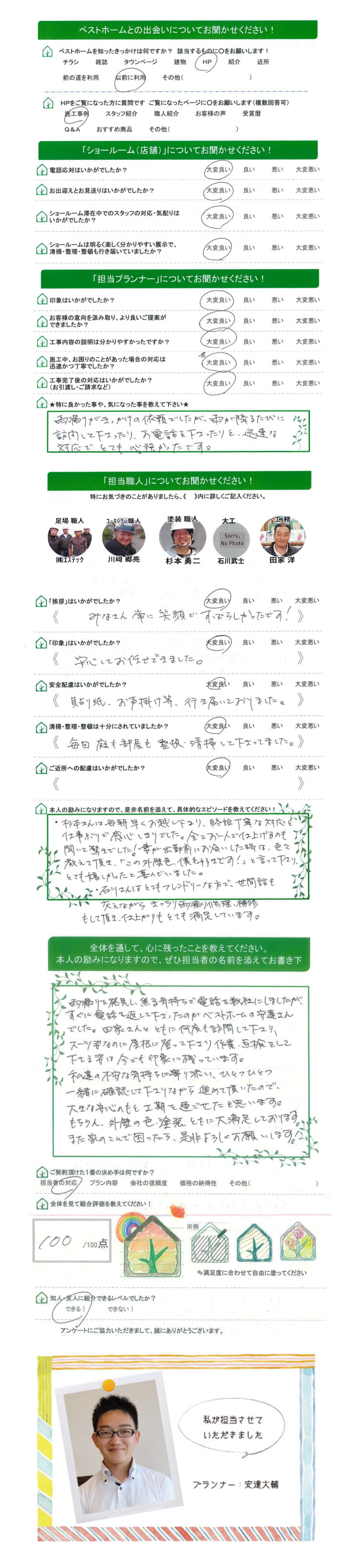   すぐに電話を返して下さったのがベストホームの安達さんでした｜岡山市中区 外壁塗装 お客様の声